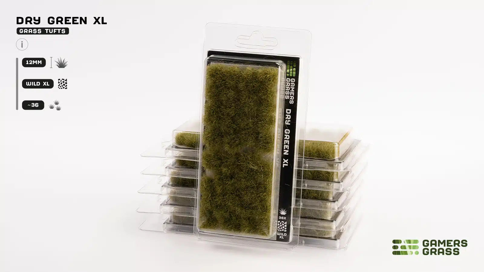 Gamers Grass Dry Green XL 12mm Tuft - Wild