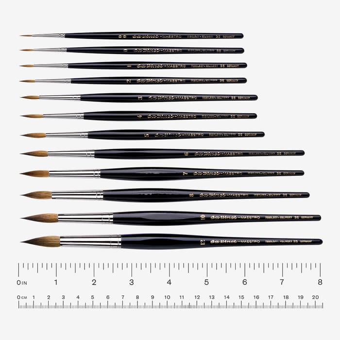 Da Vinci Watercolor Series 35 Maestro Kolinsky Brush - Long Tapered Round, Short Handle